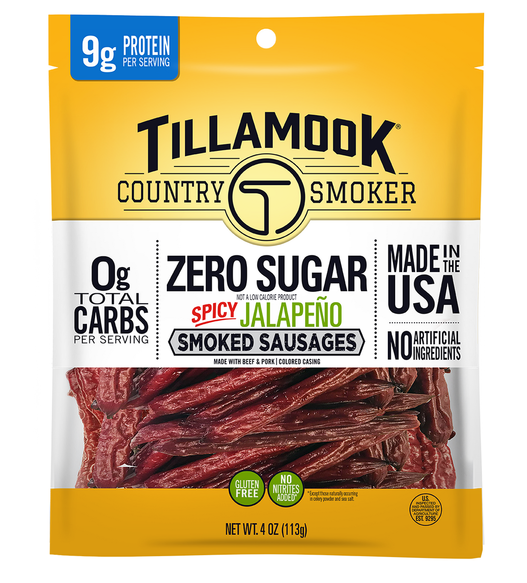 Tillamook Country Smoker Zero Sugar Spicy Jalapeno Smoked Sausages