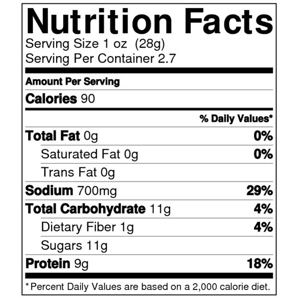 Lemon Salt Ahi Tuna Jerky - Nutrition Facts