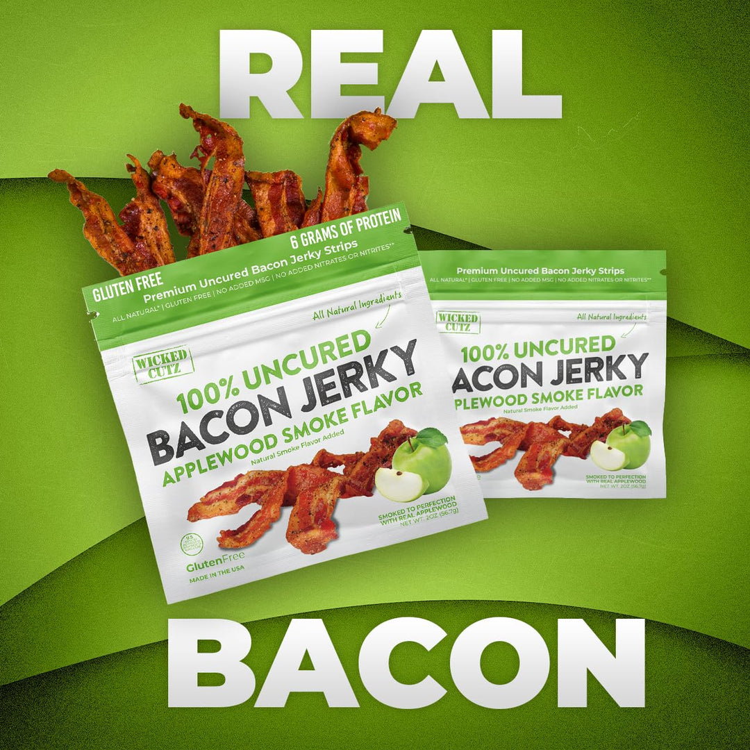 Wicked Cutz Applewood Smoke Bacon Jerky - Sweet & Smoky Gourmet Bacon