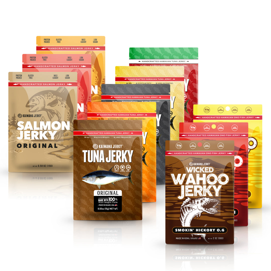  Salmon, Ahi Tuna, Wahoo: Fish Jerky Sample Pack