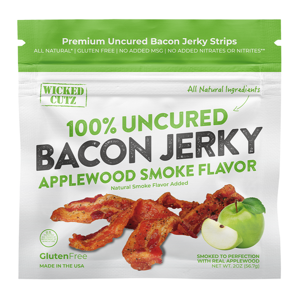 Wicked Cutz Applewood Smoke Bacon Jerky - Sweet & Smoky Gourmet Bacon