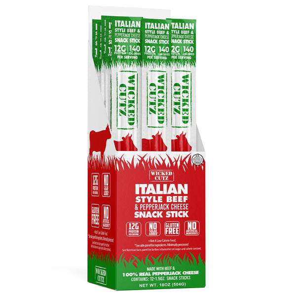 Wicked Cutz Italian Style Beef & Pepperjack Cheese Snack Stick - 3 Pack