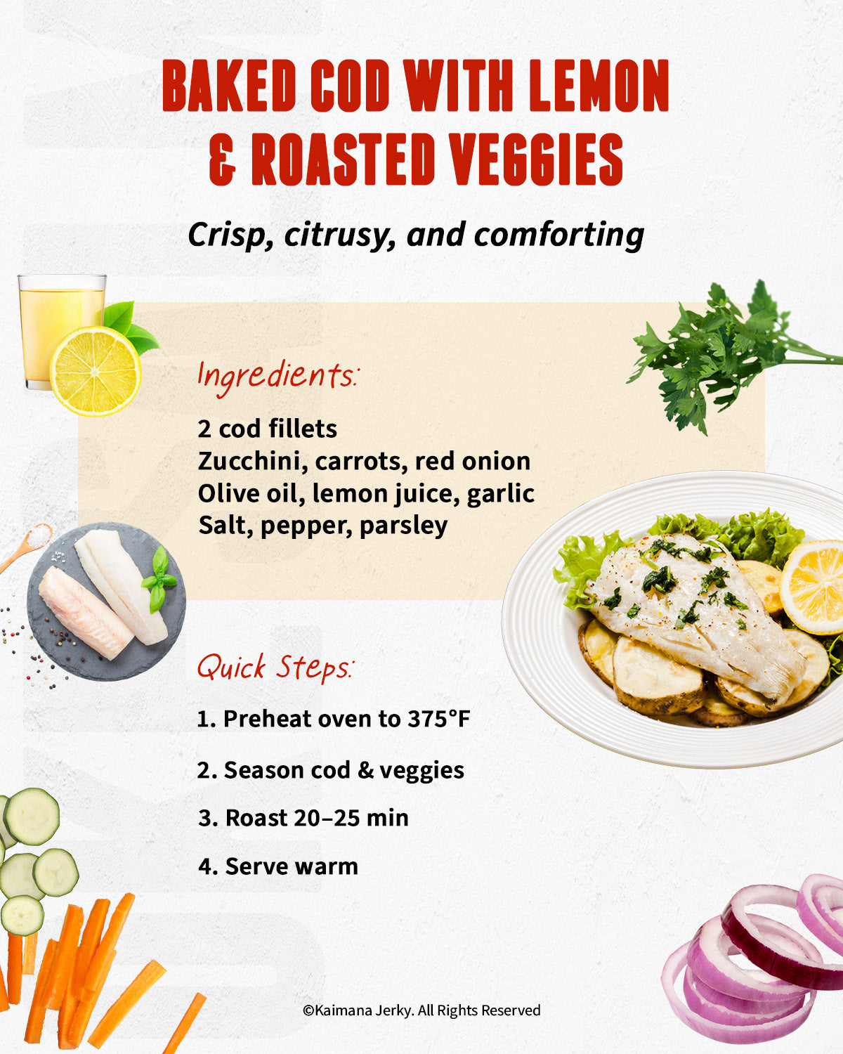 Baked Cod with Lemon & Roasted Veggies