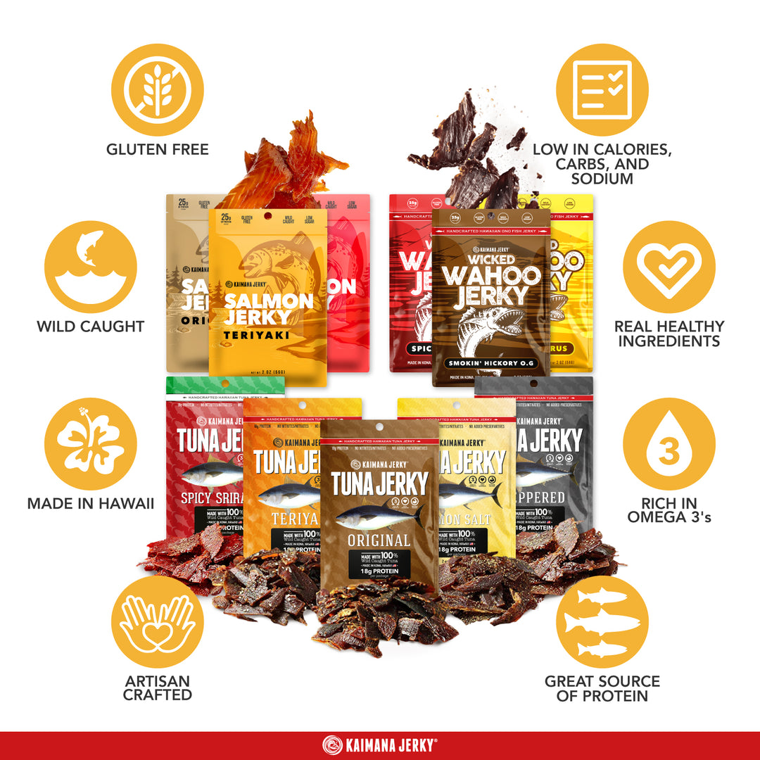 Kaimana Ahi Salmon Wahoo Jerky Primo Pack