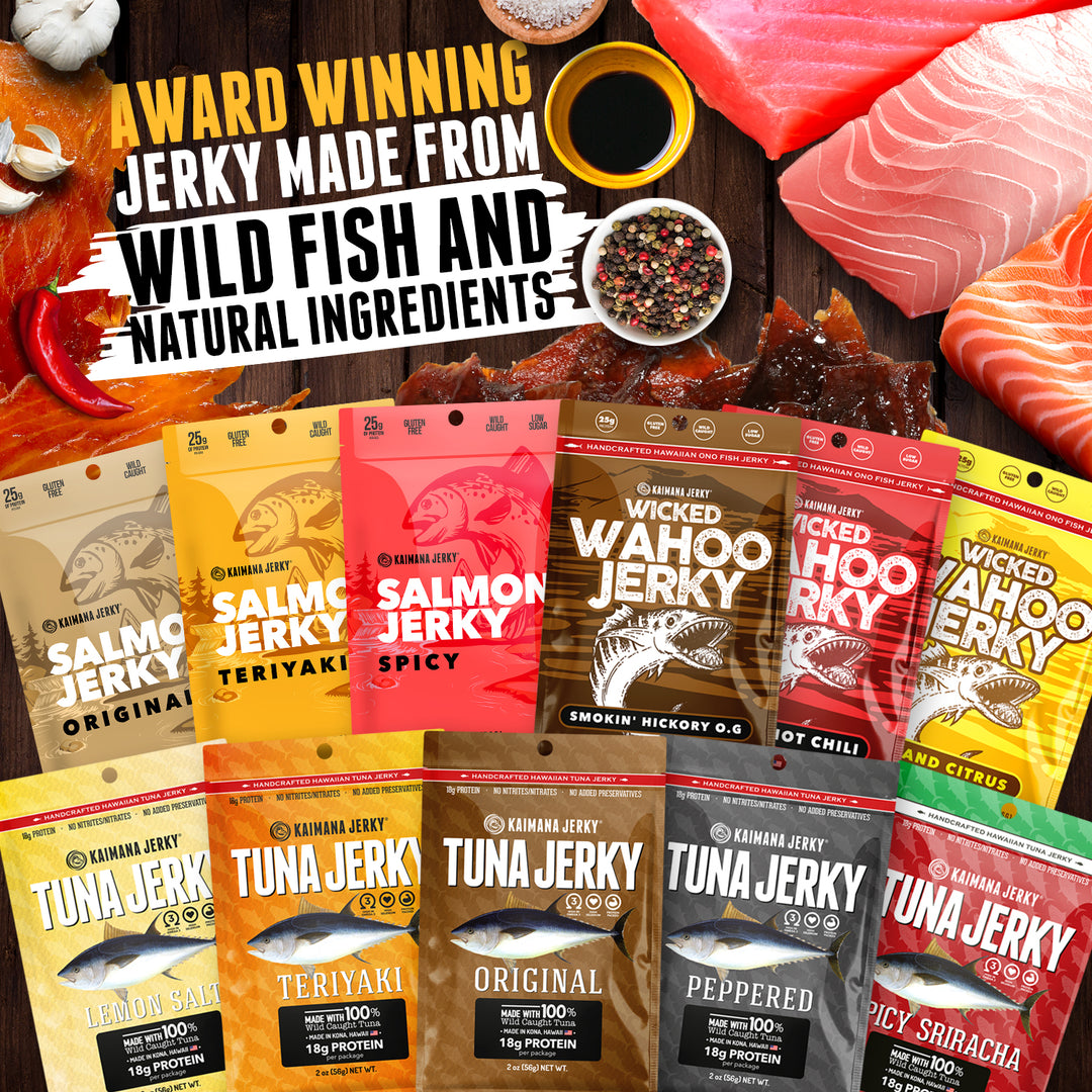 Kaimana Ahi Salmon Wahoo Ono Jerky Sample Pack