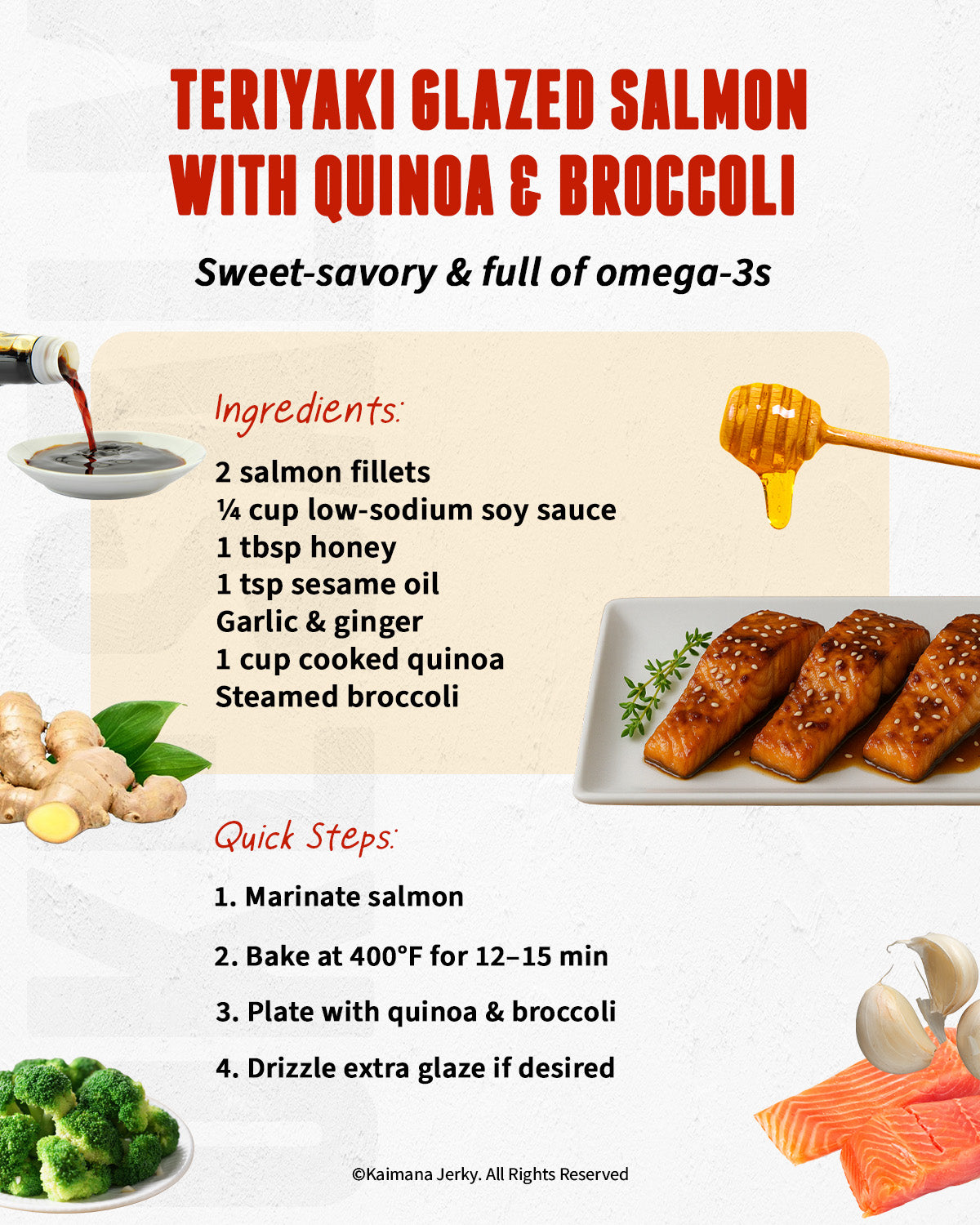 Teriyaki Glazed Salmon with Quinoa & Broccoli