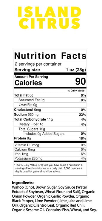 Island Citrus Wahoo Jerky Nutrition Facts