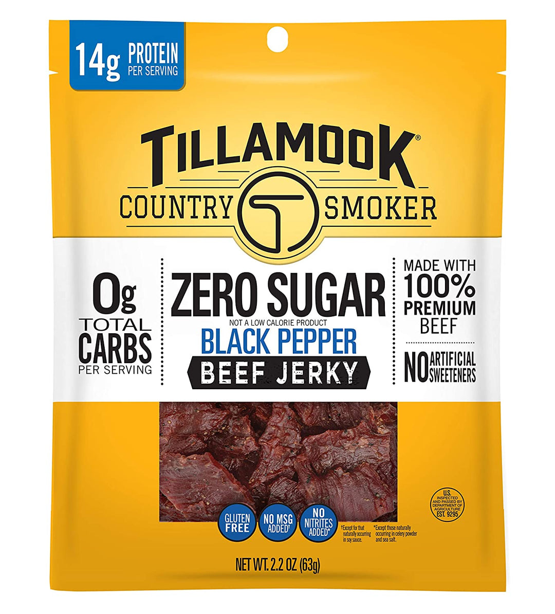 Tillamook Country Smoker Zero Sugar Black Pepper Beef Jerky