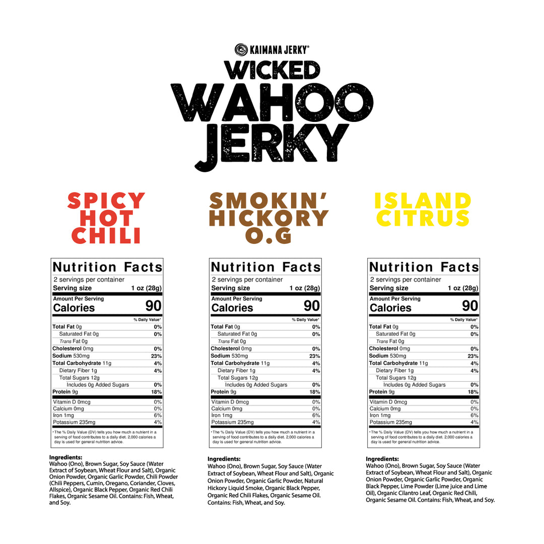 Wahoo Jerky Variety Pack: Nutrition Facts